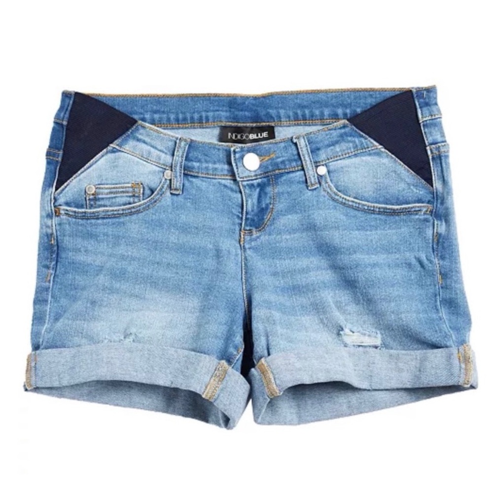 Indigo Blue - Maternity Denim Shorts